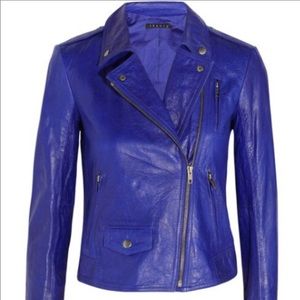 Theory blue leather jacket